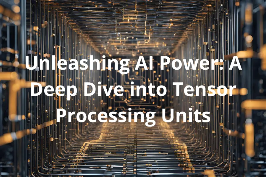 Artistic rendering of a Tensor Processing Unit (TPU) chip with neural network visualization in the background